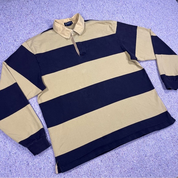 Lands' End Other - Land's End Navy Tan Striped Rugby Shirt Size Large